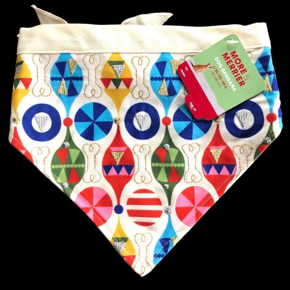 NWT Holiday ornament bandana scarf dog L/XL